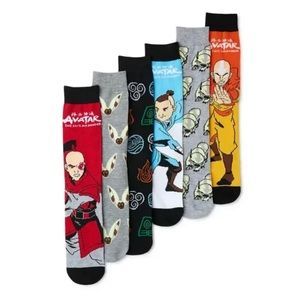 Avatar The Last Airbender 6 Pair CREW SOCKS Men Size 6-12 NEW